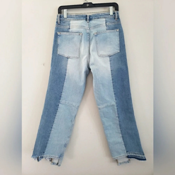 AllSaints Cropped Jeans Women's 28 Kim TwoTone Asymmetrical Hem Mid Indi… - Picture 5 of 8